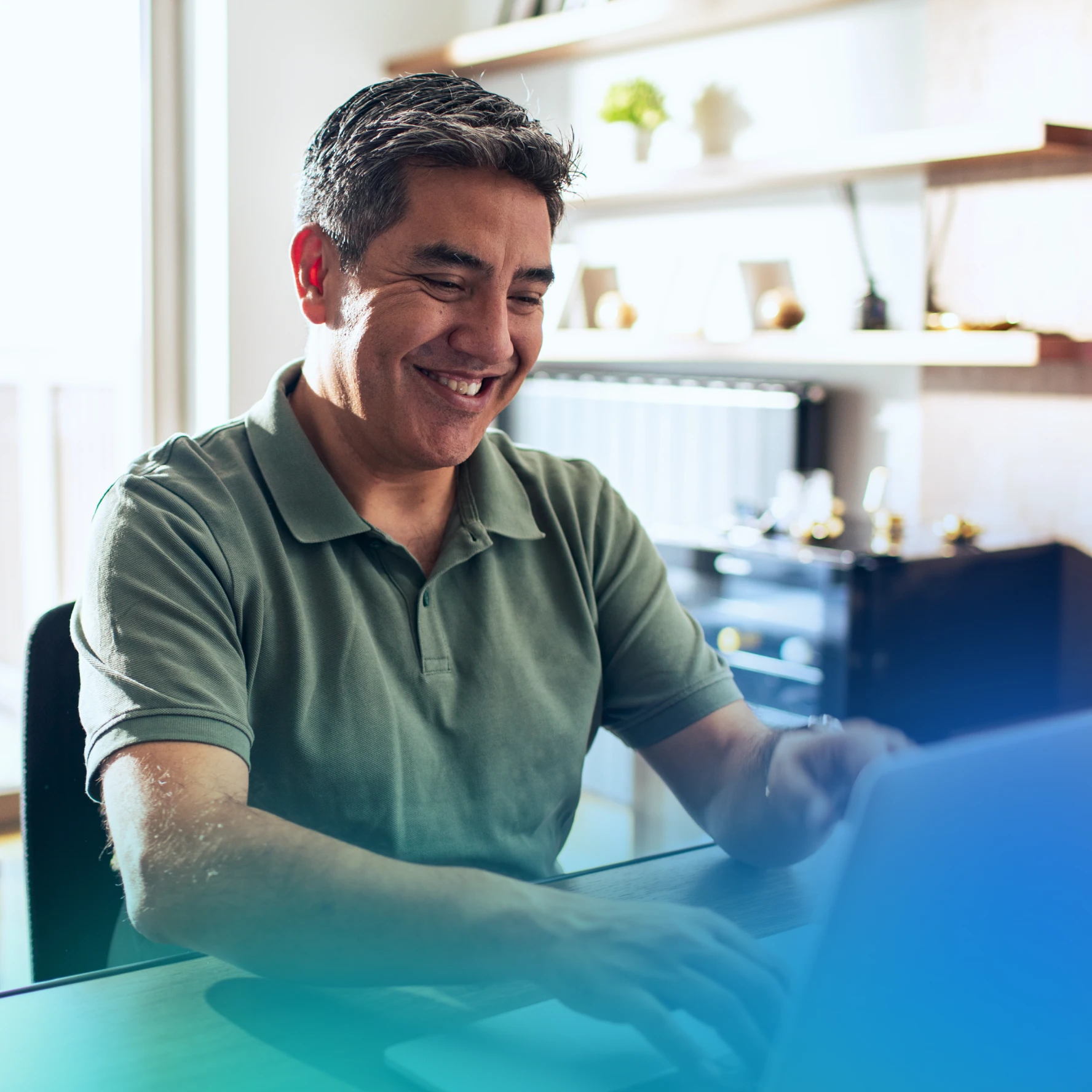 Man on a laptop at home