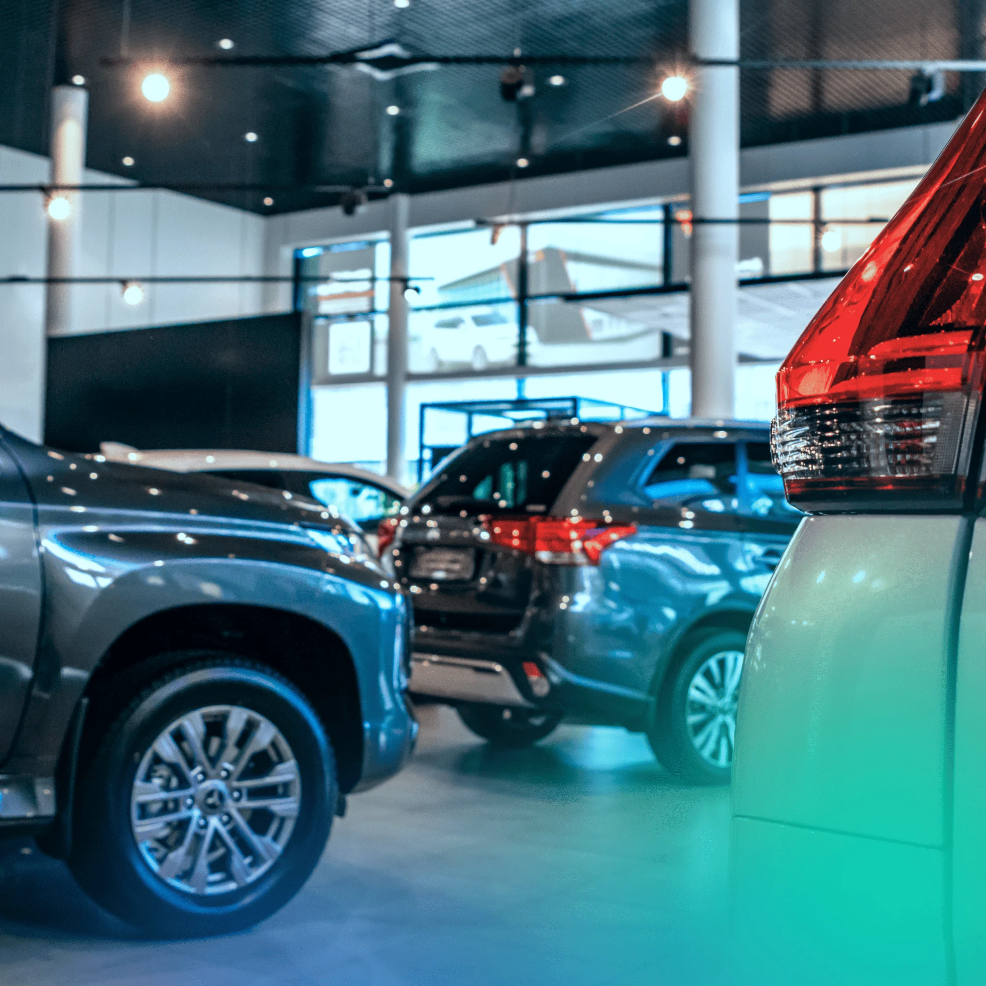 cars at a car dealership